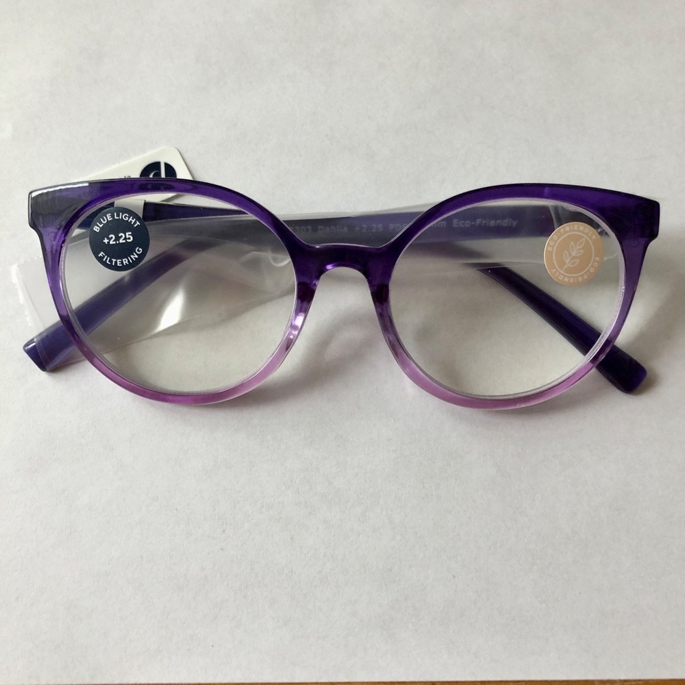 New Purple Dahlia PEEPERS BLUE LIGHT FILTERING Readers +2.25